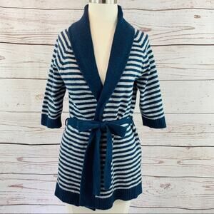 Aeropostale blue grey strip cardigan tie front